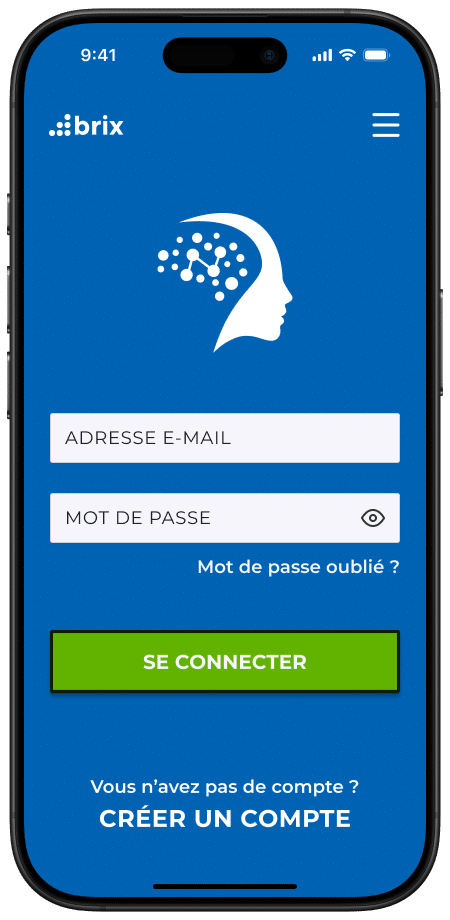 Ecran de connexion d'une application sur un téléphone avec un bouton en évidence