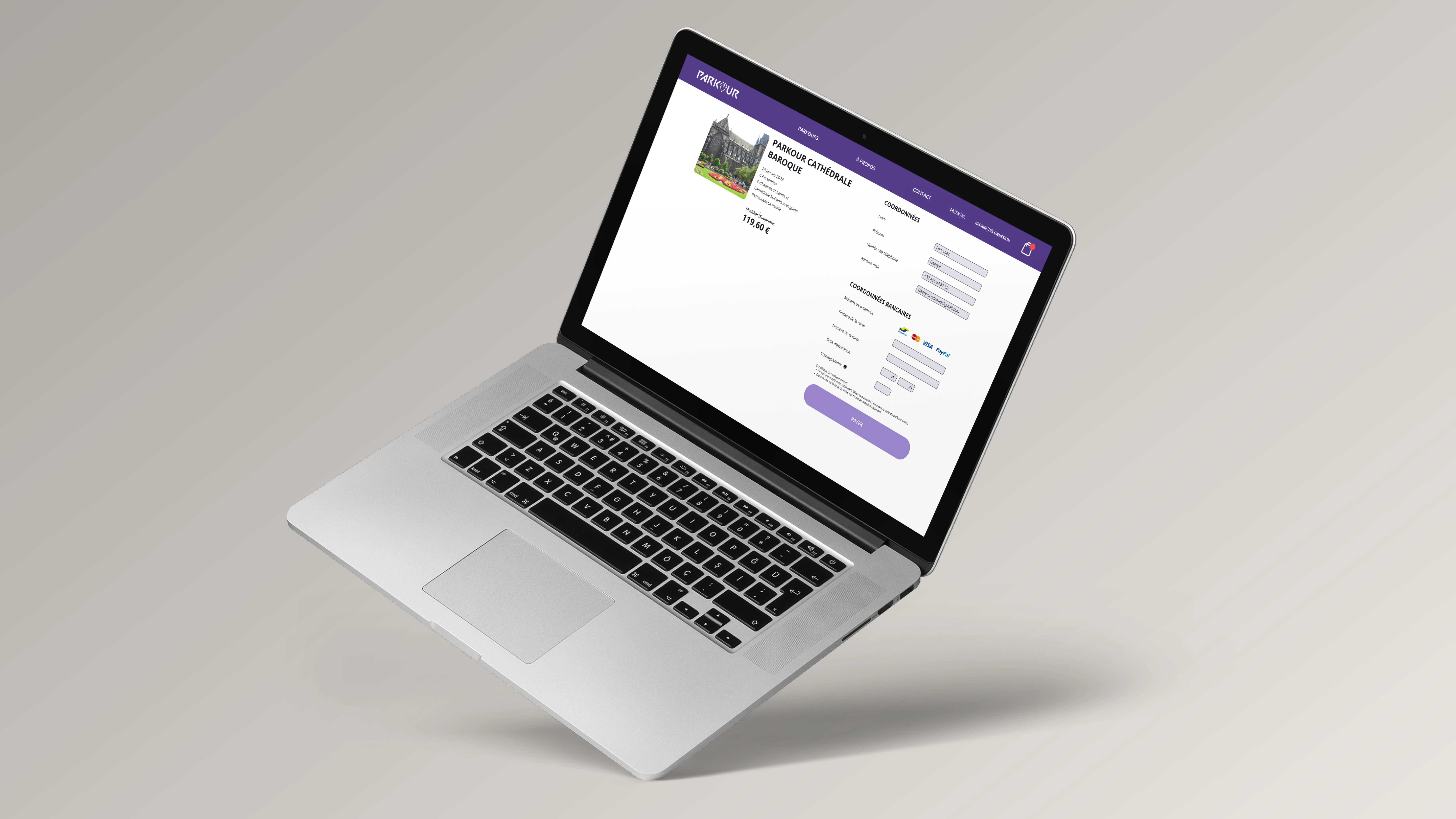 Site internet sur l'écran d'un PC portable